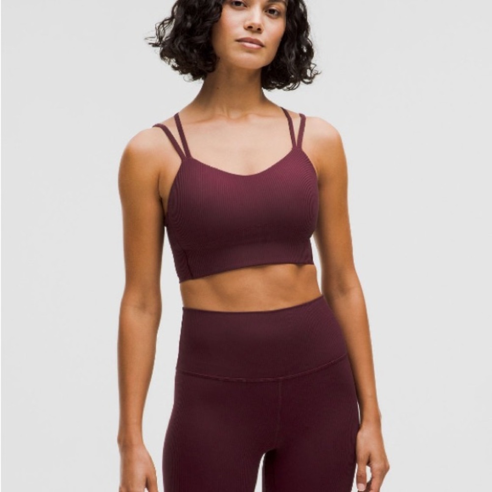 Lululemon Like a cloud ribbed longline A/B bra size 6 Garnet Nwt